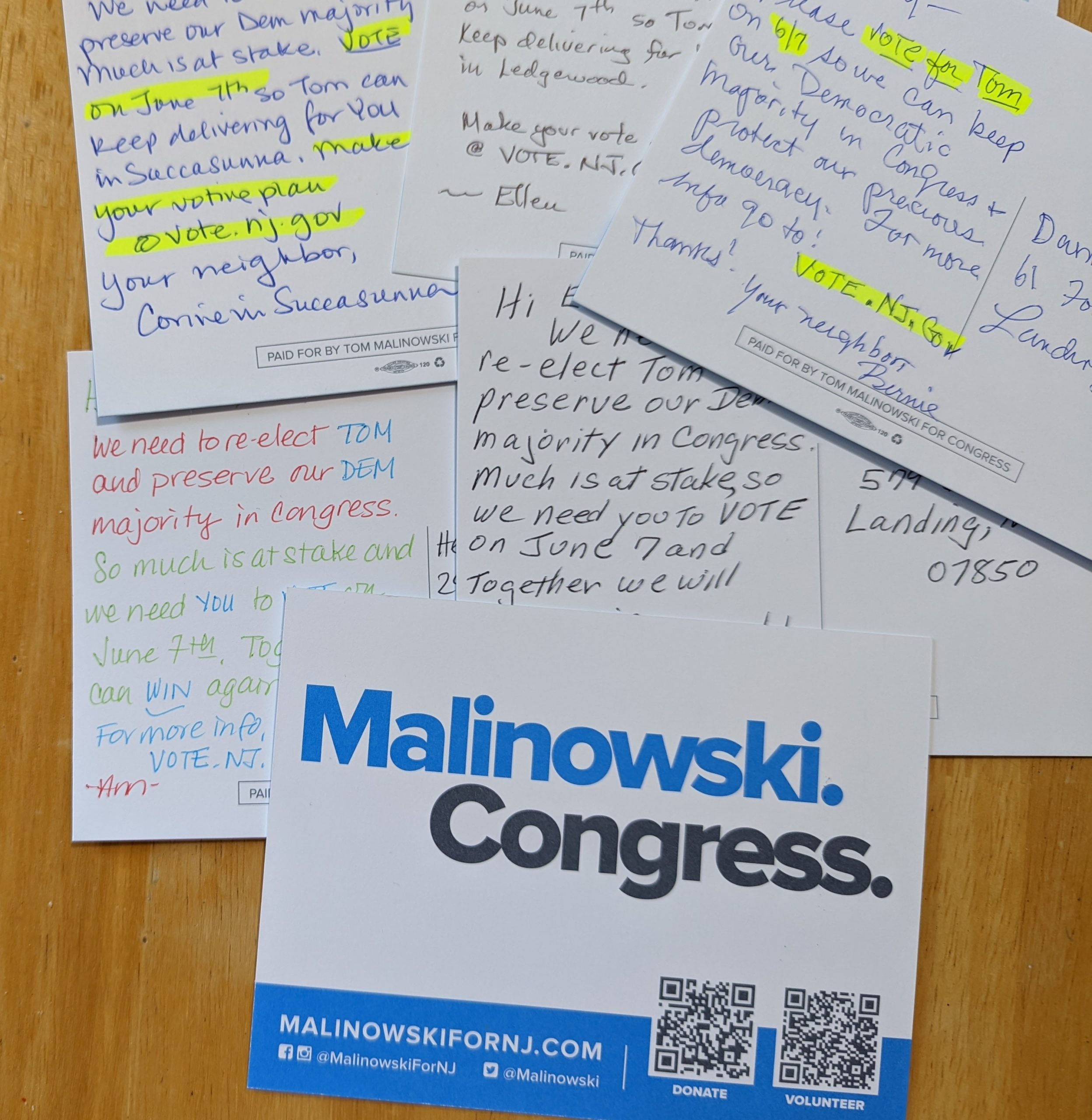 Postcard party for Malinowski for Congress May 2022