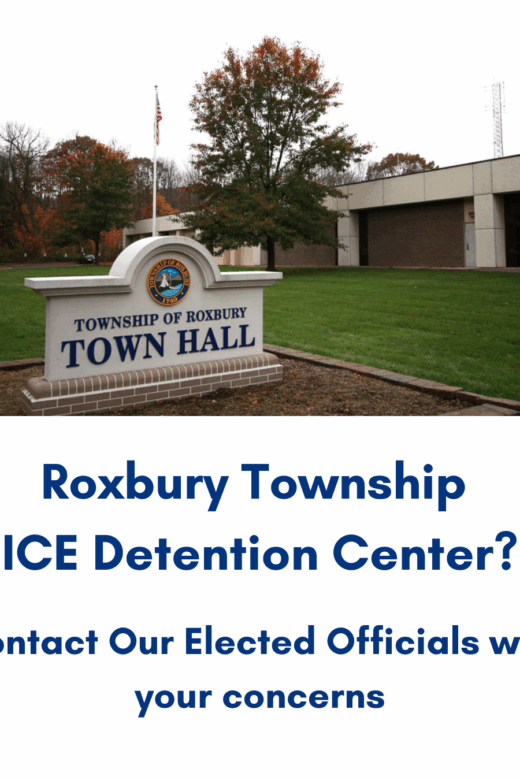 Roxbury Town Hall sign with ICE detention center question